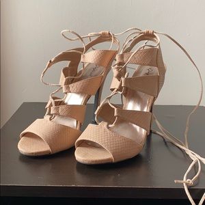 Tan lace up heels